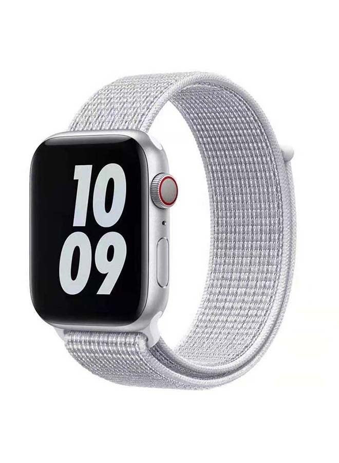MOCOM - Sport Loop Replacement Band for Apple Watch Series 7/6/5/4/SE 45/44/42mm Summit White - Image 1