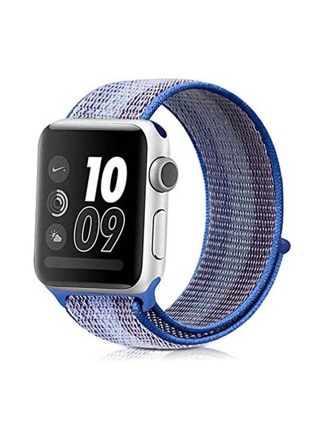 MOCOM - Sport Loop Replacement Band for Apple Watch Series 7/6/5/4/SE 45/44/42mm Tahoe Blue Stripe - Image 1