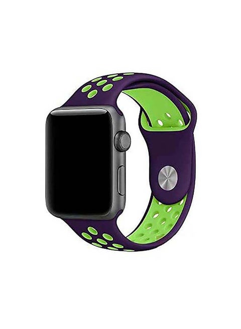 Breathable Silicone Sports Replacement Band for Apple Watch Series 4/5/6/7/SE 42/44/45mm Purple / Green