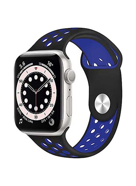 Breathable Silicone Sports Replacement Band for Apple Watch Series 4/5/6/7/SE 42/44/45mm Black / Blue