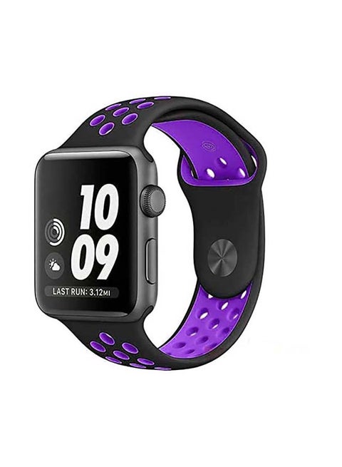 Breathable Silicone Sports Replacement Band for Apple Watch Series 4/5/6/7/SE 42/44/45mm Black / Purple
