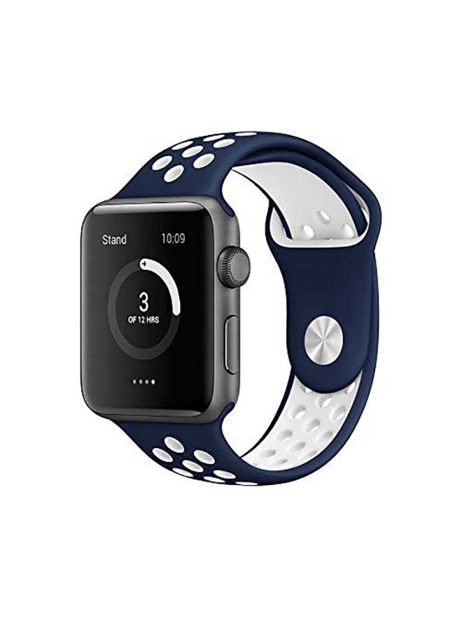 MOCOM - Breathable Silicone Sports Replacement Band for Apple Watch Series 4/5/6/7/SE 42/44/45mm Blue / White - Image 1