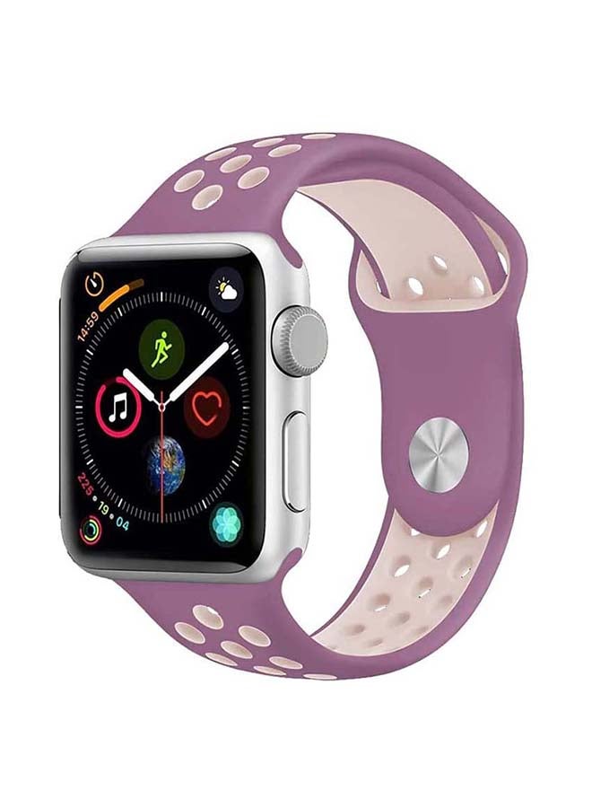 MOCOM - Breathable Silicone Sports Replacement Band for Apple Watch Series 4/5/6/7/SE 42/44/45mm Purple / Pink - Image 1