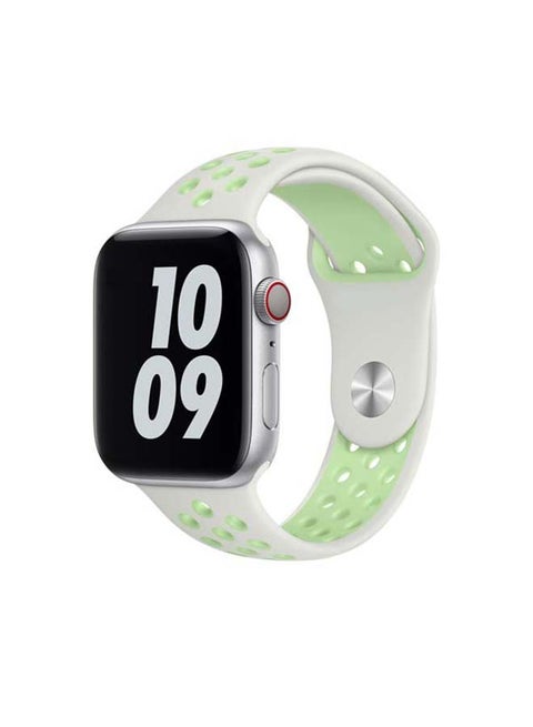 Breathable Silicone Sports Replacement Band for Apple Watch Series 4/5/6/7/SE 42/44/45mm Spruce Aura / Vapor Green