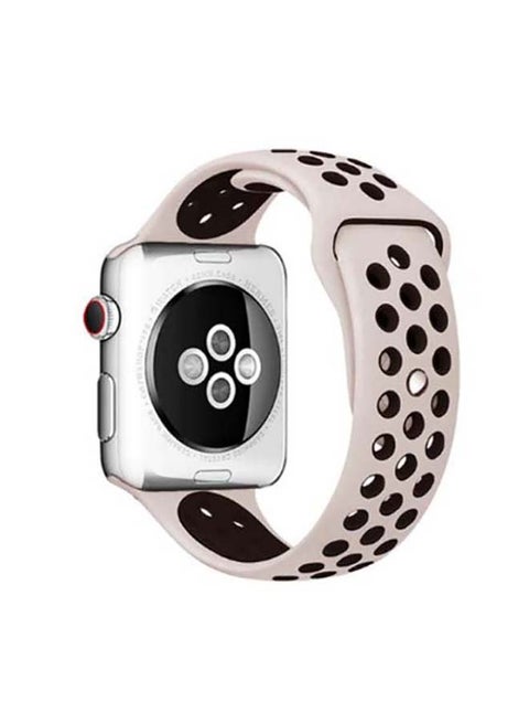 Breathable Silicone Sports Replacement Band For Apple Watch Series 4/5/6/7/SE 38/40/41mm Desert Sand / Black