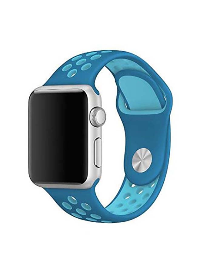 MOCOM - Breathable Silicone Sports Replacement Band For Apple Watch Series 7/6/SE/5/4 41/40/38mm Blue / Light Blue - Image 1