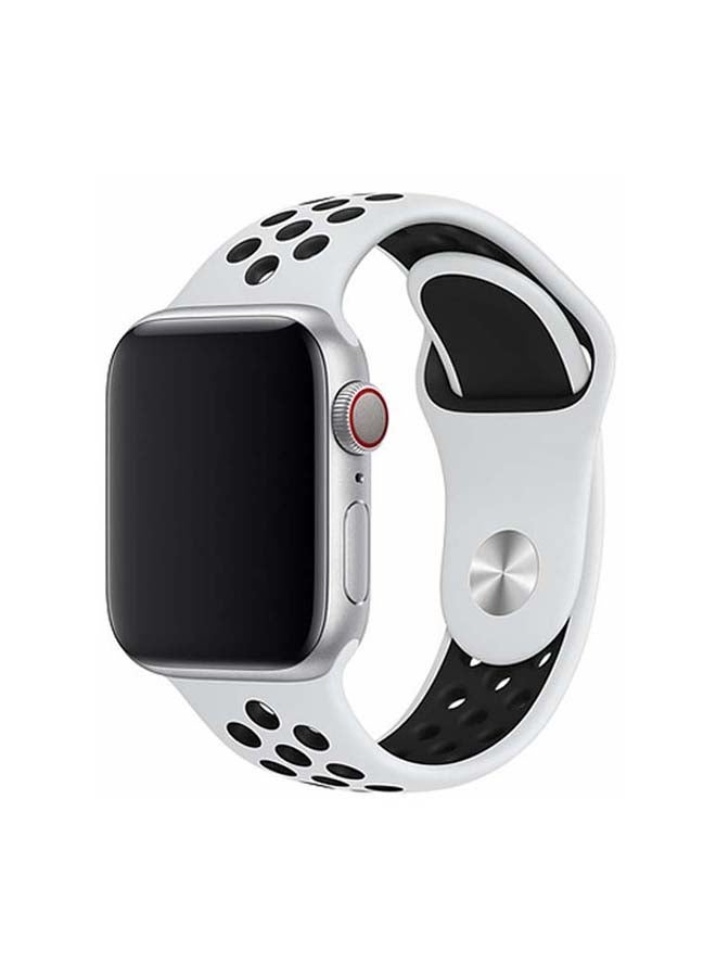 MOCOM - Breathable Silicone Sports Replacement Band For Apple Watch Series 7/6/SE/5/4 41/40/38mm Antique White / Black - Image 1