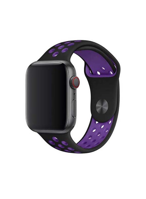 Breathable Silicone Sports Replacement Band For Apple Watch Series 7/6/SE/5/4 41/40/38mm Black / Hyper Grape