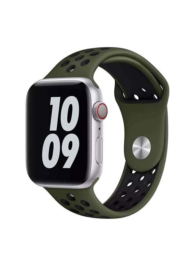 MOCOM Breathable Silicone Sports Replacement Band For Apple Watch Series 7/6/SE/5/4 41/40/38mm Army Green / Black - Image 2