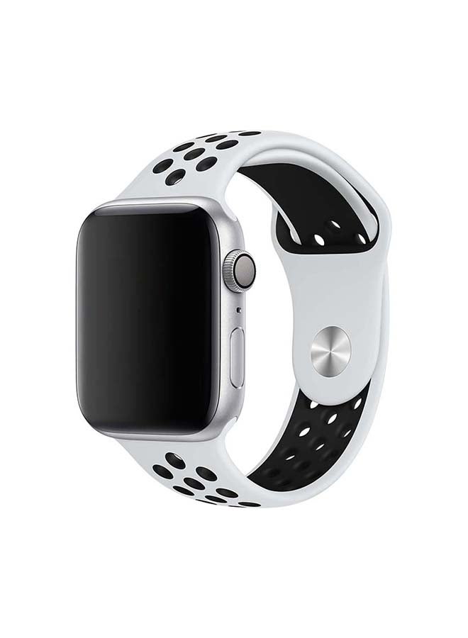 MOCOM - Breathable Silicone Sports Replacement Band For Apple Watch Series 7/6/SE/5/4 41/40/38mm White / Black - Image 1
