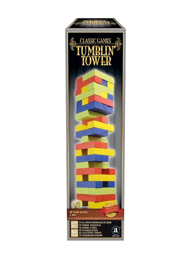 Merchant Ambassador 49-Piece Classic Wood Tumblin Tower Set With Stylish Gold Foil Embossed Packaging ‎21.84x69.6x22.35cm  - Image 2