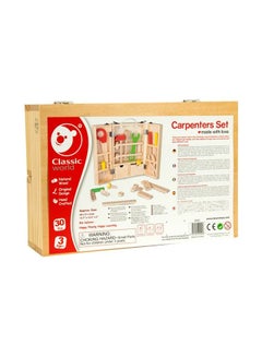 Alostoura 30 Pieces Classic Handcrafted Wooden Carpenter'S Toy Set Durable And Sturdy 30x20.5x8cm  - Image 1