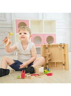 Alostoura 30 Pieces Classic Handcrafted Wooden Carpenter'S Toy Set Durable And Sturdy 30x20.5x8cm  - Image 4