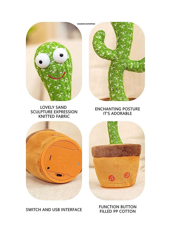 Generic - Dancing Cactus Twisting Music Toy Premium Chargable Green Color For 2+ Years Age Group Kids - Image 1