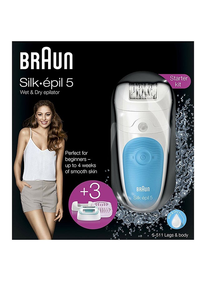 براون طقم ماكينة إزالة شعر سيلك-أبيل 5 ضد الماء للمبتدأين أبيض/أزرق - Image 4
