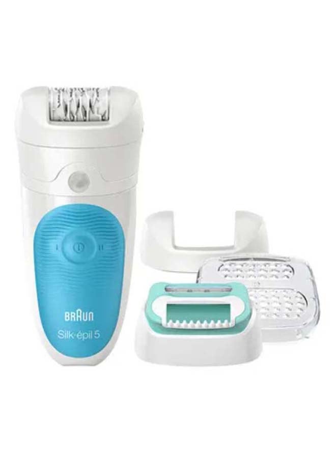 براون طقم ماكينة إزالة شعر سيلك-أبيل 5 ضد الماء للمبتدأين أبيض/أزرق - Image 1