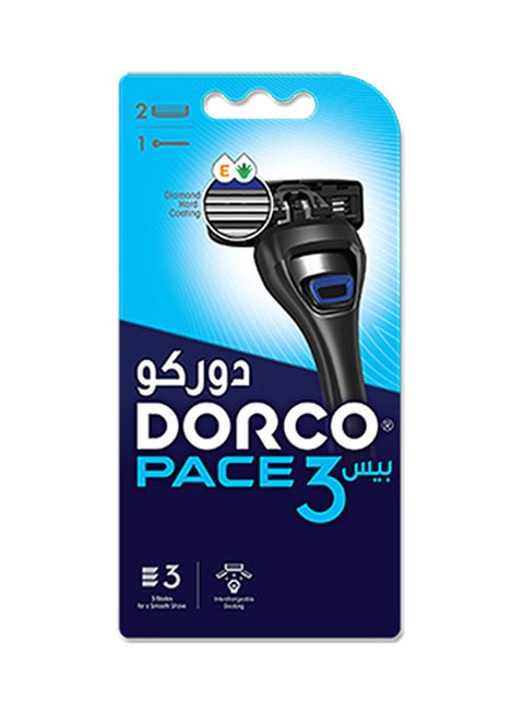 Set of Pace3 System Razor + 2 Catridges Black