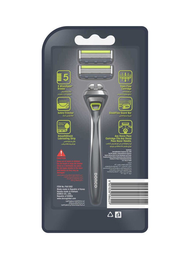 DORCO - Set of Pace5 Pro System Razor + 2 Catridges Black - Image 1
