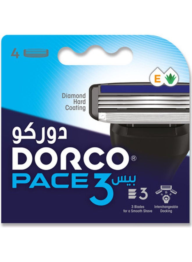 DORCO - 4Pcs -Pace3 Razor Catridges Blue - Image 1