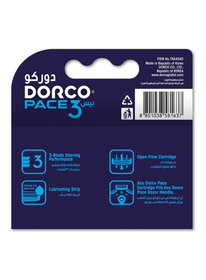 DORCO - 4Pcs -Pace3 Razor Catridges Blue - Image 1