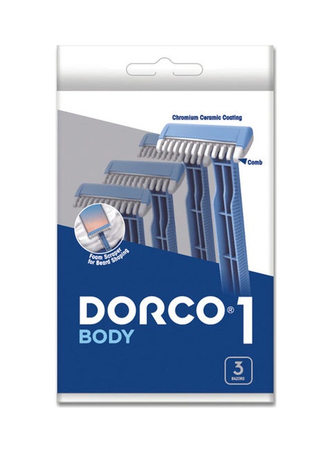 3Pcs - Single Blade Body Disposable Razor Blue