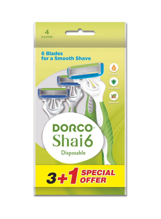 DORCO - Set of 4 - Shai6 Disposable Razor Multicolour - Image 1