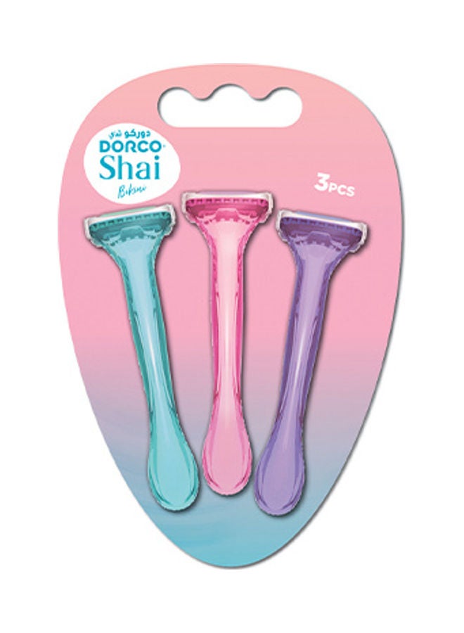 DORCO 3 Pcs - Shai Disposable Razor Multicolour  - Image 1