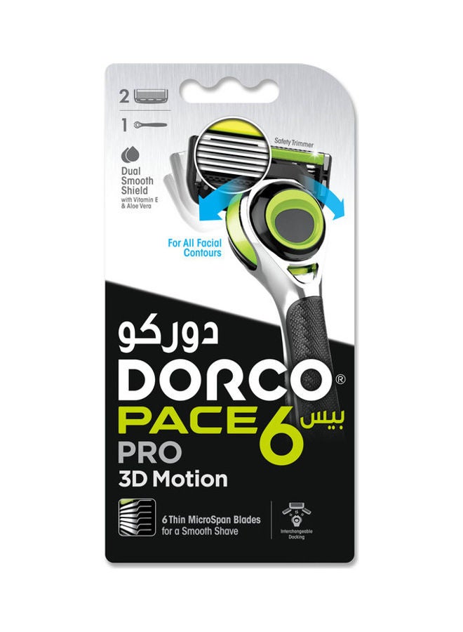 DORCO Set of Pace6 Pro 3D Motion System Razor + 2 Catridges Black  - Image 1