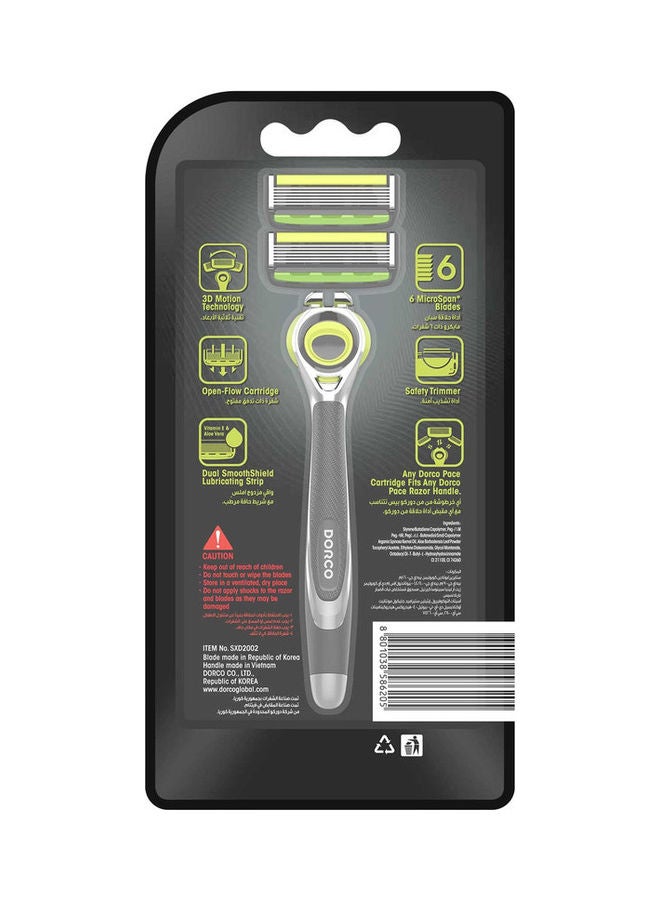 DORCO Set of Pace6 Pro 3D Motion System Razor + 2 Catridges Black  - Image 2
