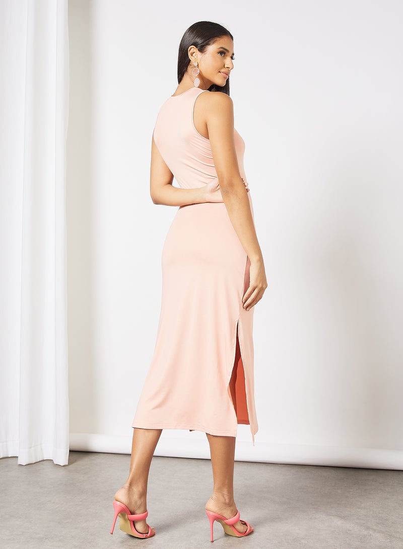Aila - Casual Sleeveless Long Evening Maxi Dress With Side Slit N32 Coral - Image 1