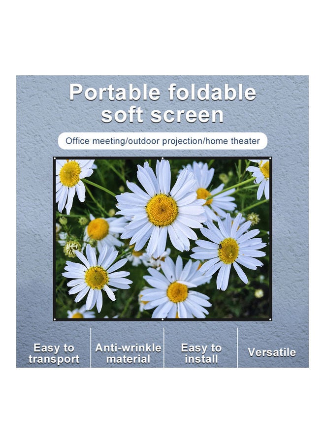 100-Inch Portable Hd Projector Screen LU-Q1026-3 White - Image 4