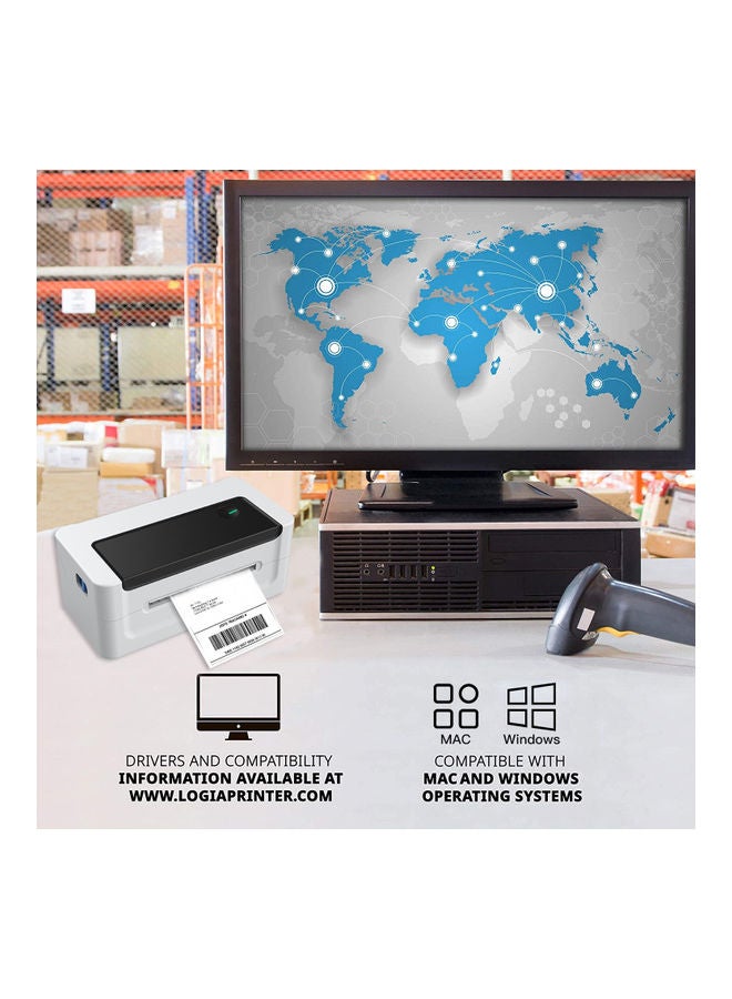 طابعة ملصقات حرارية محمولة أبيض - Image 2