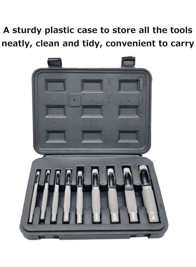 Generic 9-Piece Hollow Punch Set With Toolbox Silver 19.00x5.00x14.00cm  - Image 2