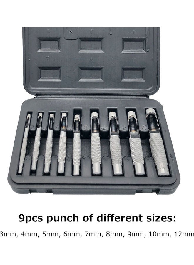 Generic 9-Piece Hollow Punch Set With Toolbox Silver 19.00x5.00x14.00cm  - Image 3