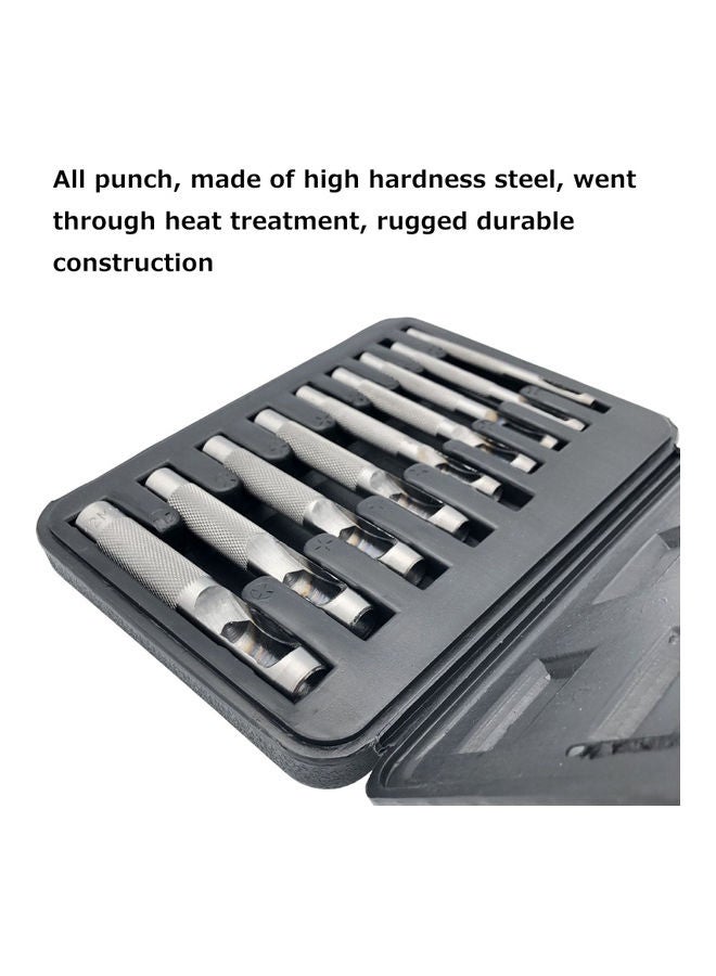 Generic 9-Piece Hollow Punch Set With Toolbox Silver 19.00x5.00x14.00cm  - Image 4