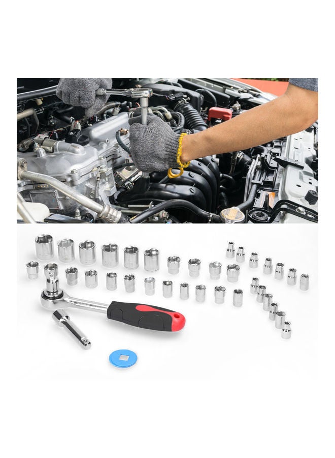 Generic 40-Piece Hexagonal Socket Ratchet Wrench Combination Tool Set Multicolour 25.00X5.00X12.00cm  - Image 4