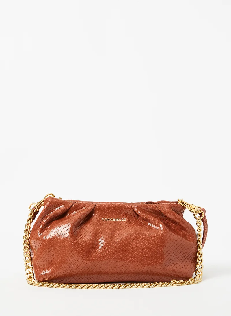 COCCINELLE Textured Evening Clutch Brown