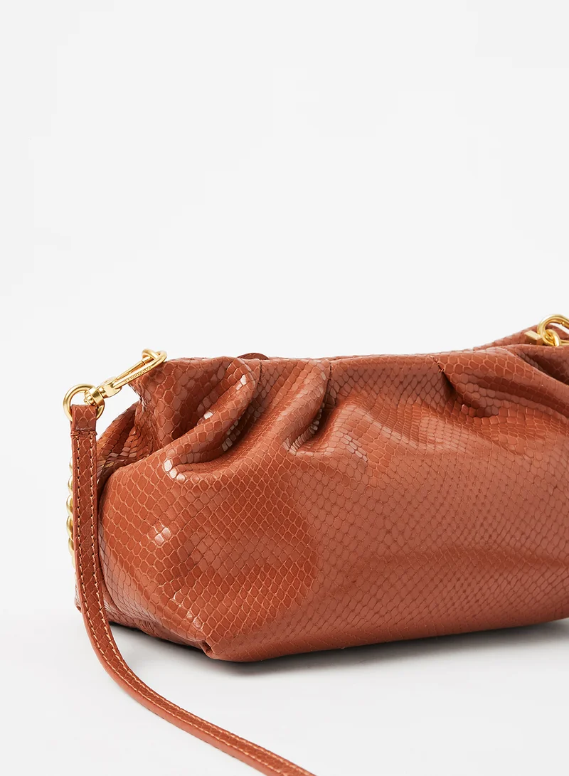 COCCINELLE Textured Evening Clutch Brown