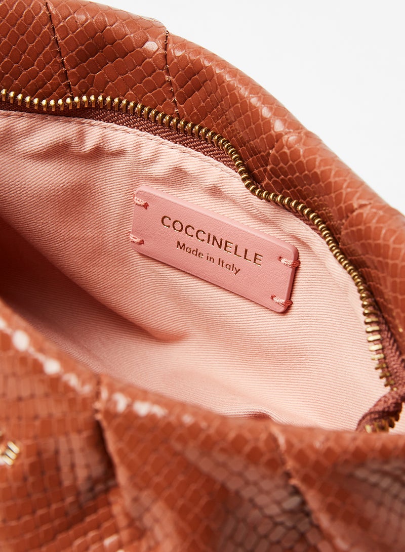 COCCINELLE - Textured Evening Clutch Brown - Image 1