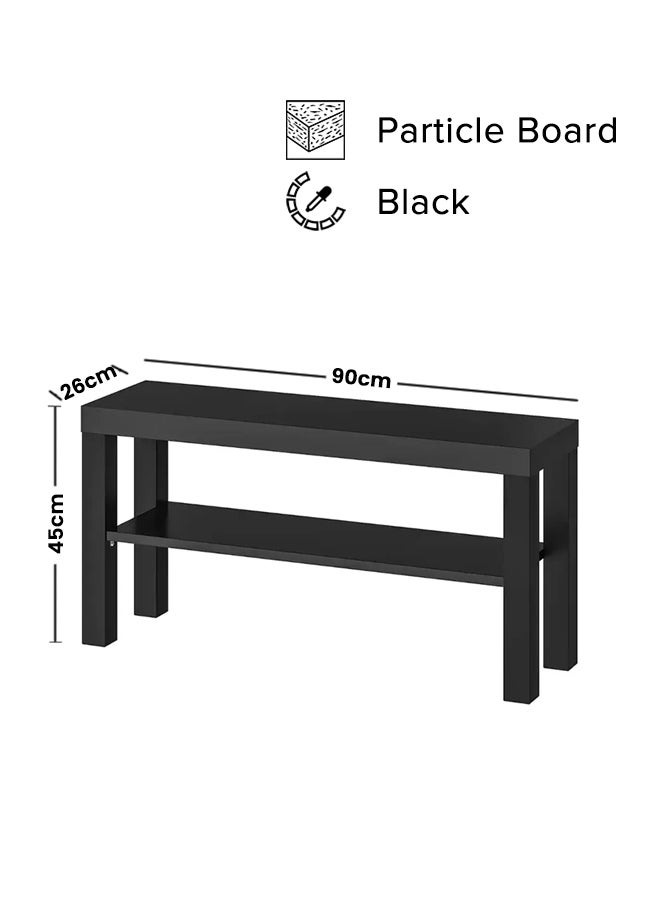 ZENHOME - Rectangular Shape Two Tier TV Bench Black 90x26x45cm - Image 1