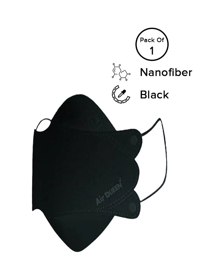 Air QUEEN - (1-Piece) Disposable Black Nanofiber Filter Face Mask For Adults - Image 1