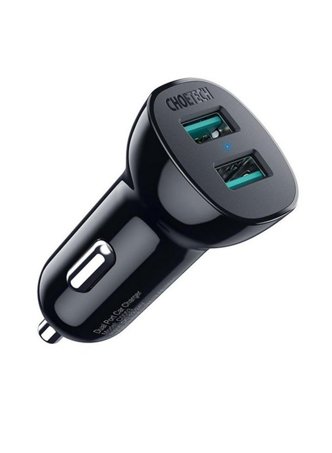 تشوتيك شاحن سيارة بمنفذ USB مزدوج بقدرة 30 وات أسود - Image 1