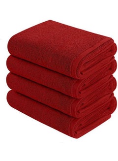 Set 4 Cotton Bath Towels Maroon 100*50cm - v1635350857/N51616739A_1