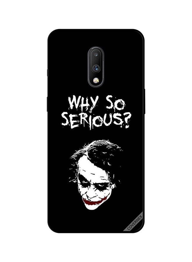 كوفرنيكس غطاء حماية خلفي لهاتف ون بلس 7 بطبعة عبارة Why So Serious نمط بعبارة "Why So Serious" بالأبيض والأسود - Image 1