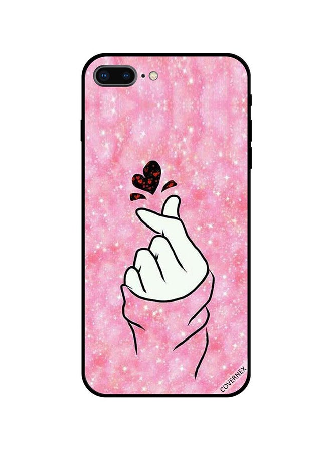 كوفرنيكس غطاء حماية واق لهاتف أبل آيفون 7 بلس بطبعة علامة القلب وردية لامعة - Image 1