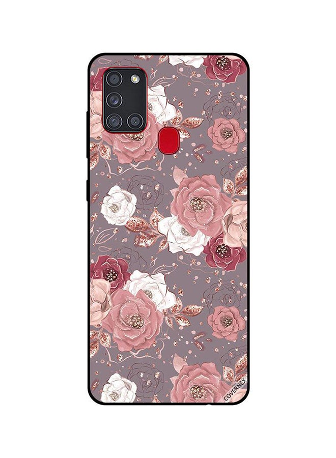 Covernex Protective Back Cover For Samsung Galaxy A21S Chocolate Color Floral Pattern Chocolate Color Floral Pattern