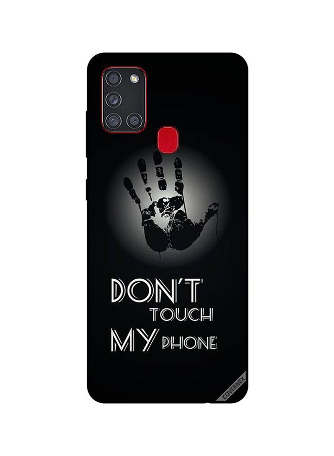 Covernex Don't Touch My Phone Hand Protective Back Cover For Samsung Galaxy A21S / Black/White