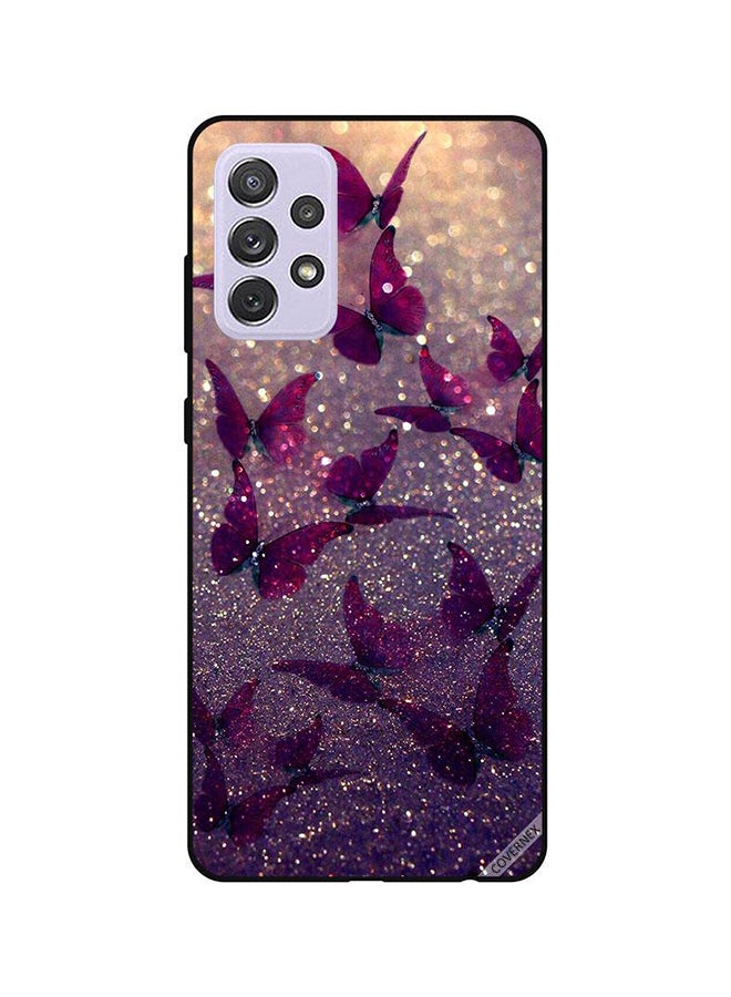 كوفرنيكس غطاء حماية خلفي لهاتف سامسونج جالاكسي A52 بطبعة فراشات لامعة نمط يعبر عن فراشات بتصميم لامع - Image 1