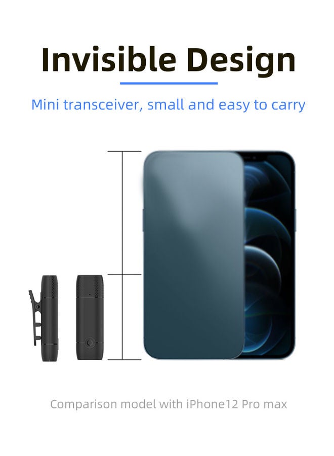 ميكروفون لافالير لاسلكي صغير متعدد الاتجاهات يدور بزاوية 360 درجة أسود - Image 2