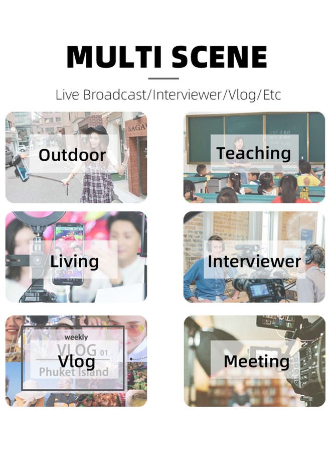 ميكروفون لافالير لاسلكي صغير متعدد الاتجاهات يدور بزاوية 360 درجة أسود - Image 4